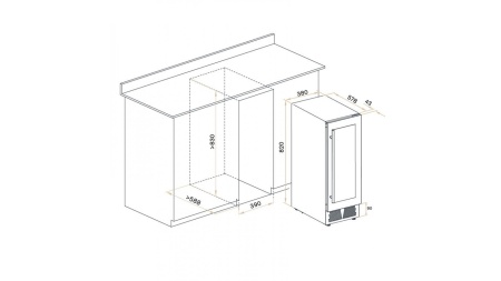 Винный шкаф Meyvel MV28-KWT2 двухзонный под столешницу